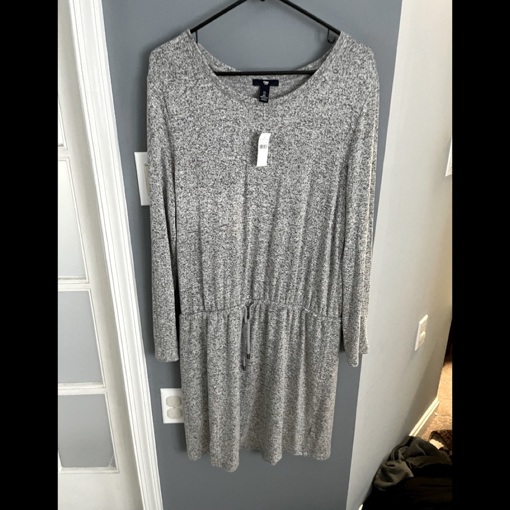 NWT Gap Large Gray tie waist dress